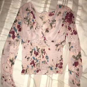 Long sleeve low v neck top